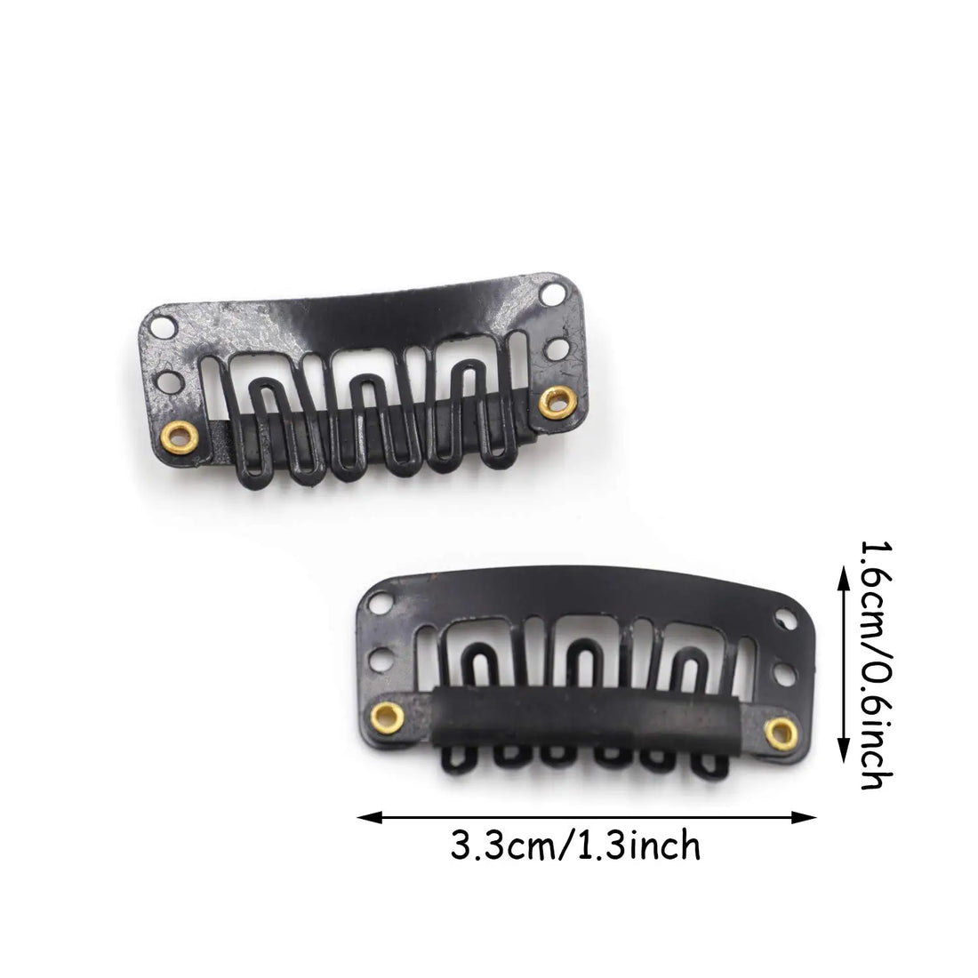U-Shape Snap Clips for Hair Extensions and Wig Making, 6-Teeth 32mm, 50 Pcs