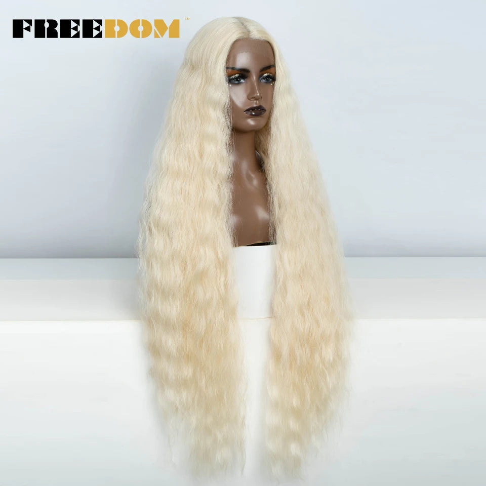Synthetic Lace Frontal Wig Long Curly Ombre Brown Highlight Ginger White Pink
