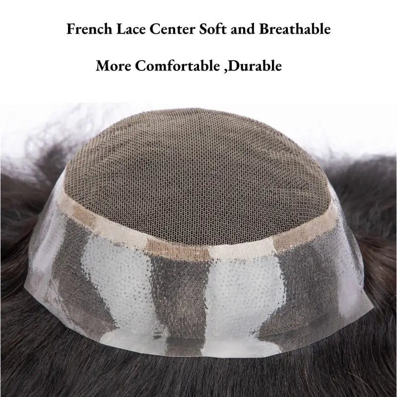 Male Hair Prosthesis Lace PU Base Breathable Natural Hairline Natural Human Hair Toupee Man Wig