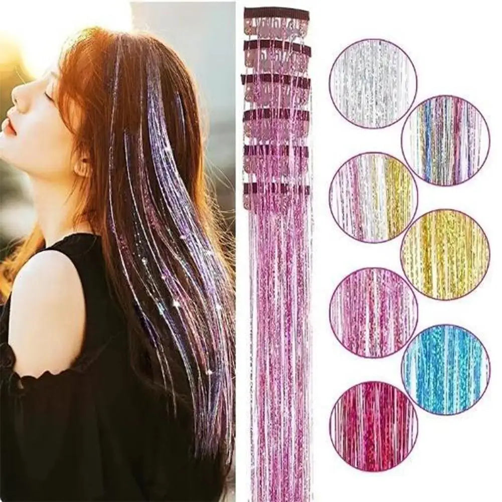 Hair Tinsel Clip Glitter Extensions Synthetic in Sparkle Music Girl Festival Party