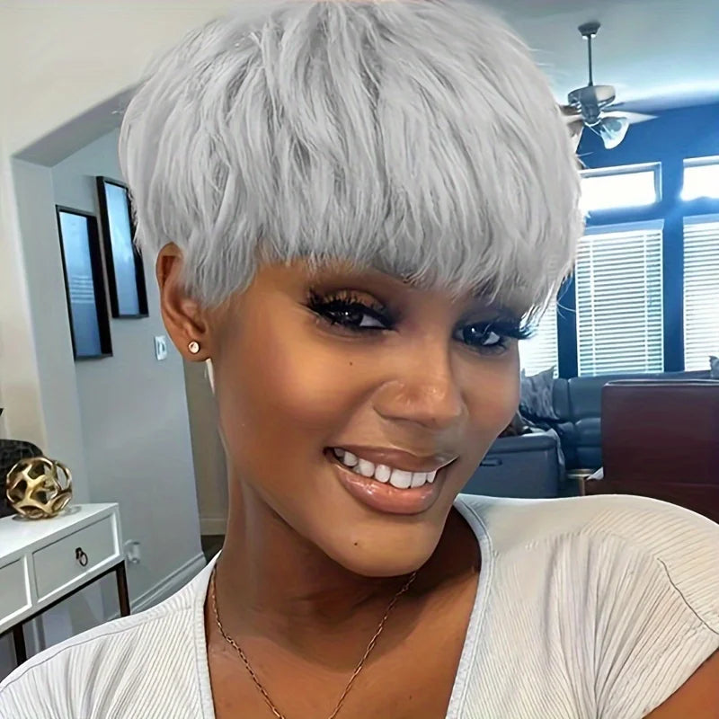 Black Short Shag Layered Wig Bang Synthetic Daily Party Cosplay