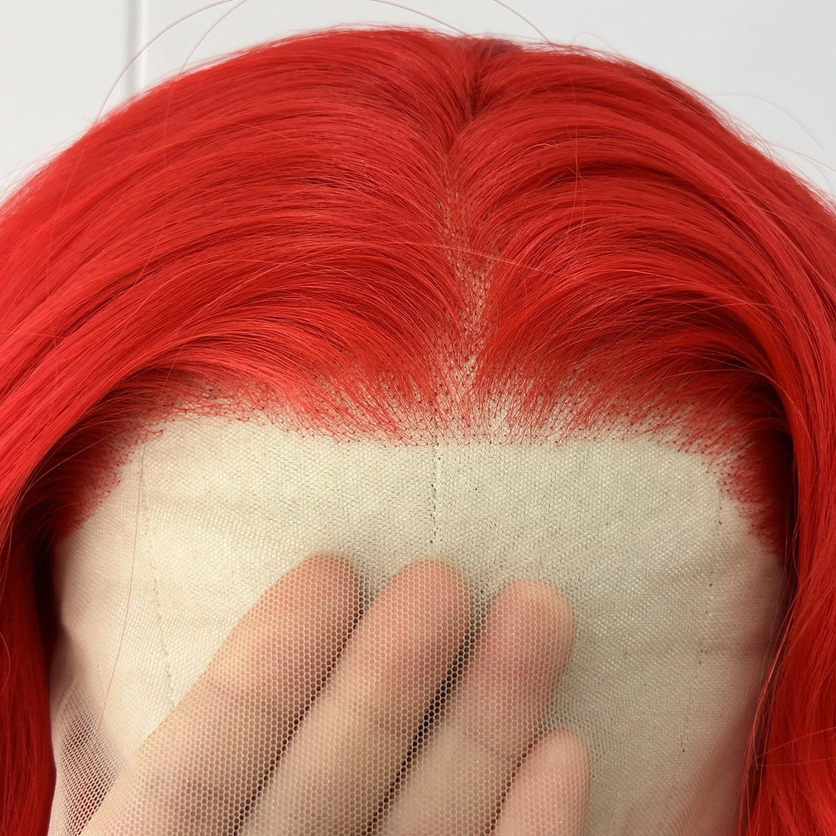 Bright Red Bob Wig Short Curly Wavy Synthetic Loose Shoulder Length Heat