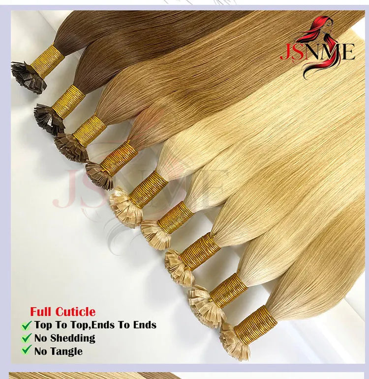 Flat Tip Hair Extensions Keratin Natural Human Hair Extension Brown Blonde 1g/Strand For Salon