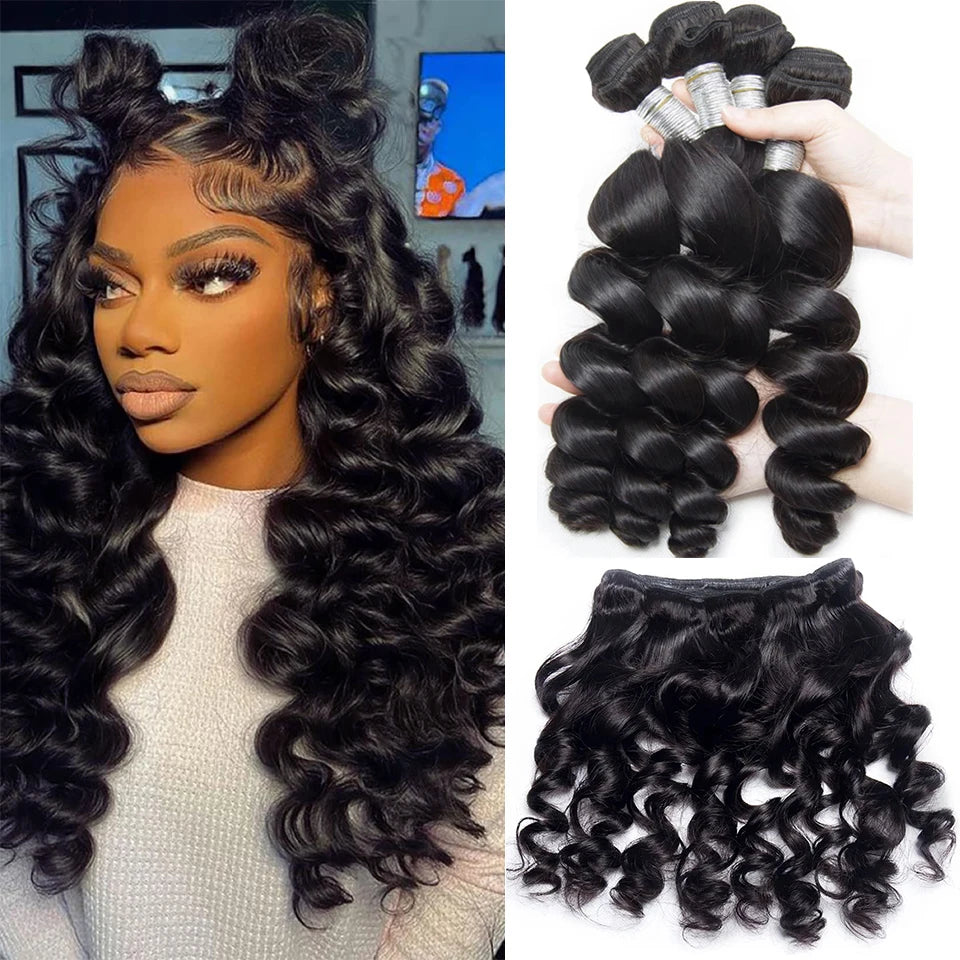 Loose Wave Bundle Human Hair Weave Unprocessed Virgin Wavy Weft Big Spiral
