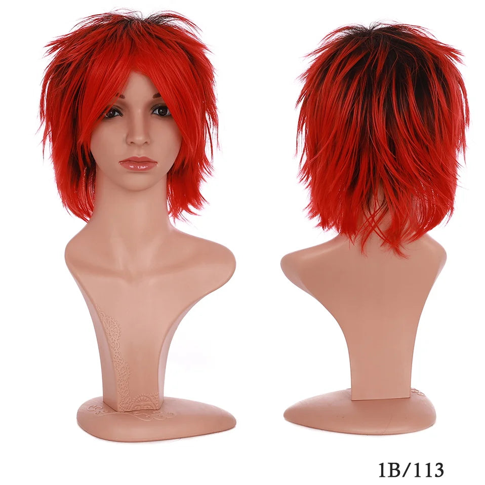 Synthetic Wig Cosplay White Red Green Blue Pink Yellow Hair Short Layer