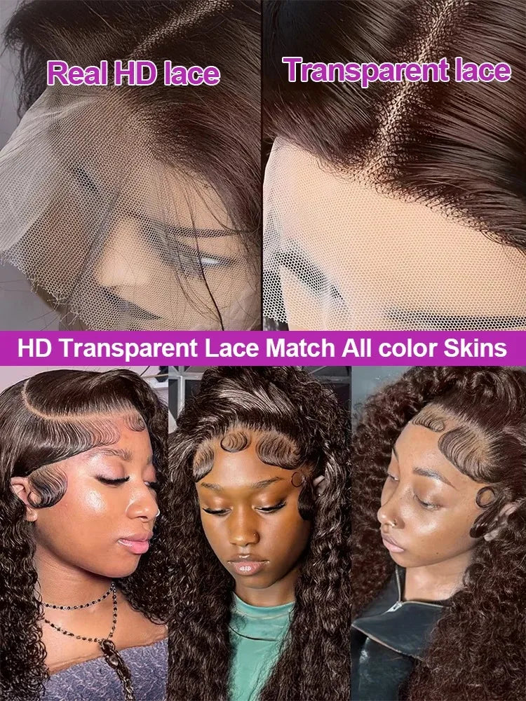 Chocolate Brown Deep Wave Frontal Wig Colored Curly Lace Front Human Hair