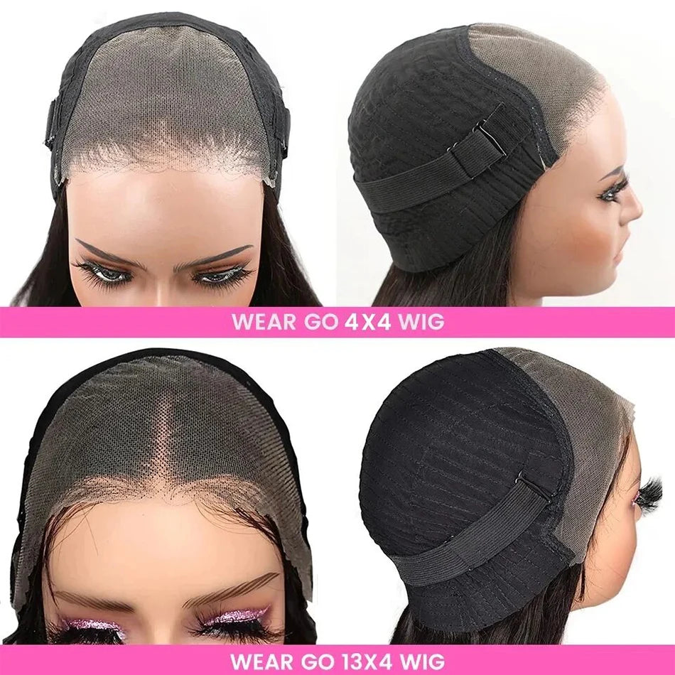 Wear Go Glueless Human Hair Wigs Pre Plucked Brazilian Straight, 13x4 HD