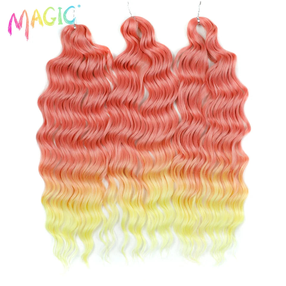 Water Wave Braiding Hair Extensions Ombre Blonde Deep Afro Curl Twist Crochet