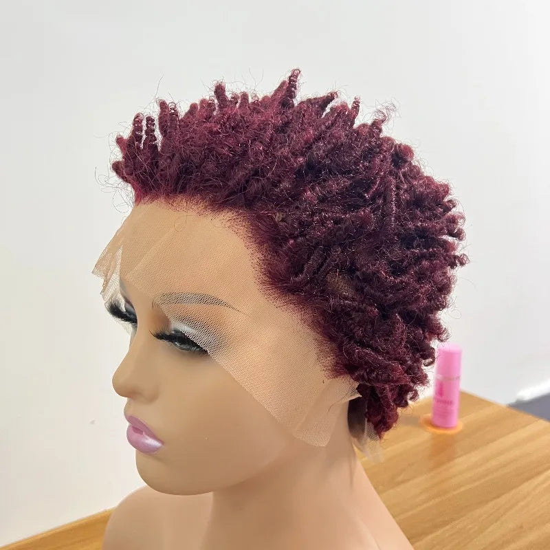 99J Afro Curly, 13x4 Ear To Lace Frontal Human Hair Glueless Wigs
