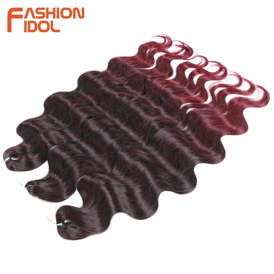 Body Wave Crochet Hair Long Synthetic Braids Goddess Ponytail Wavy Ombre Blonde
