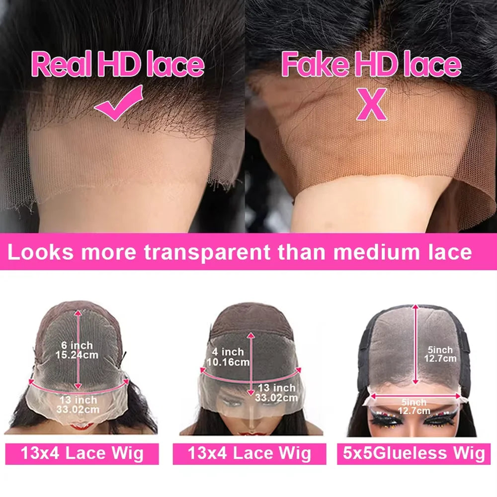 Raw Peruvian Body Wave Human Hair Lace Front Wig, 13x6 HD Lace, 250% Density, 40-42 Inch, Glueless