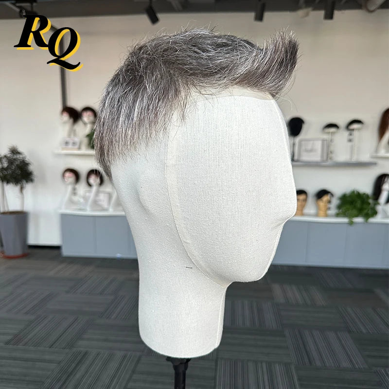 Pre Cut Styled Toupee Hair Thin Skin V Looped Human Replacement System