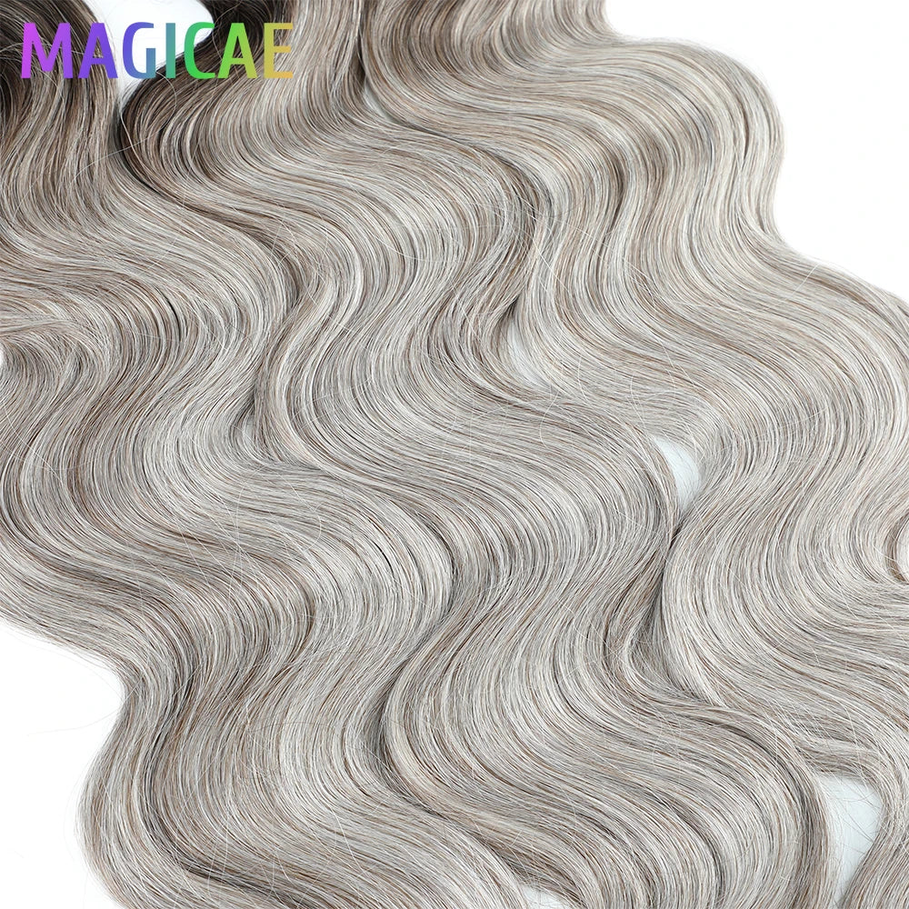 300G 26Inch Ombre Grey Crochet Braids Body Wave Light Brown Highlight Sp4/27/613
