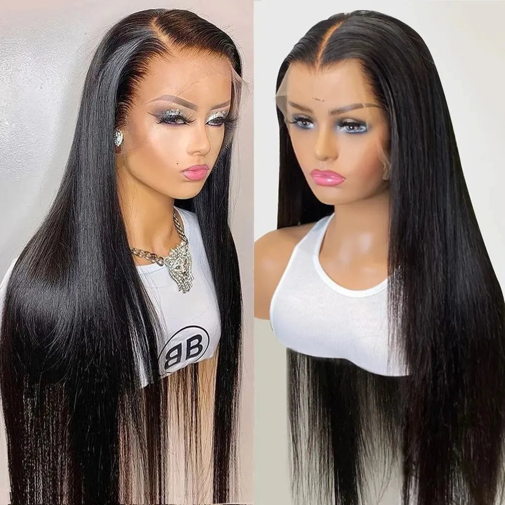 Midnight Blue Wig Long Straight Lace Fornt, 13x4 HD Glueless Synthetic Blend