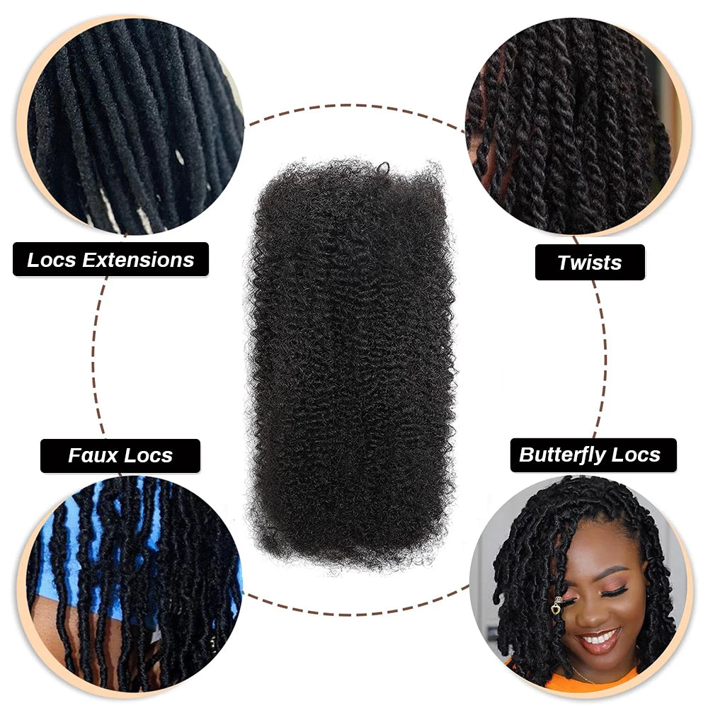 Afro Kinkys Bulk Human Hair Dreadlock Extensions Loc Repair Braiding Twist Tight