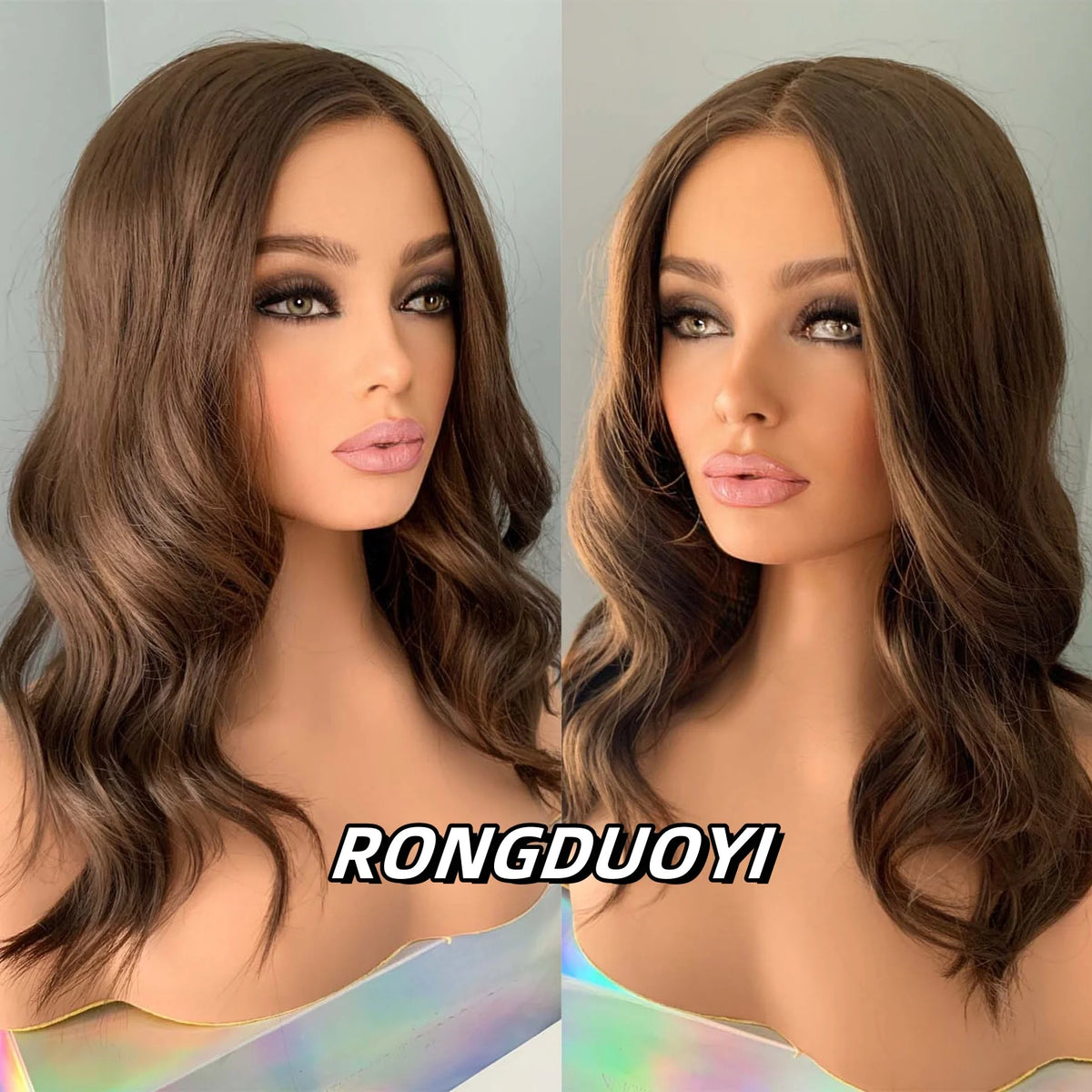Brown Wig Short Wavy Synthetic Lace Front Natural Frontal Chocolate Brunette Hair