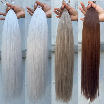 300G Straight Pony Hair Bundles Crochet Braids Synthetic Braiding Ombre Brown Soft