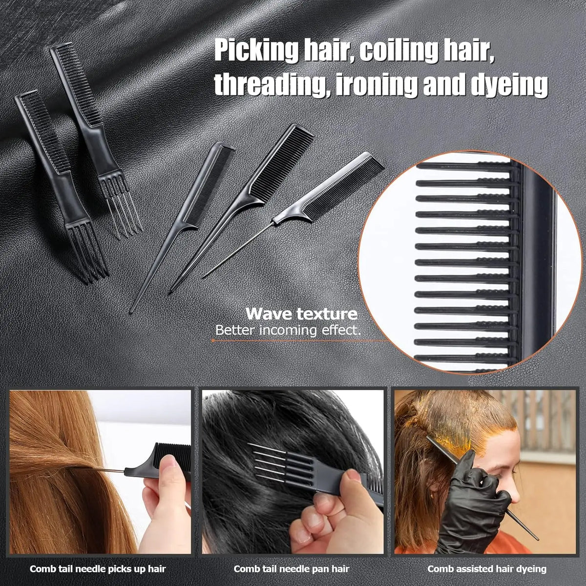 Hairdressing Comb and Clip Set, 10 Pieces, Anti-Static, Salon Stylist