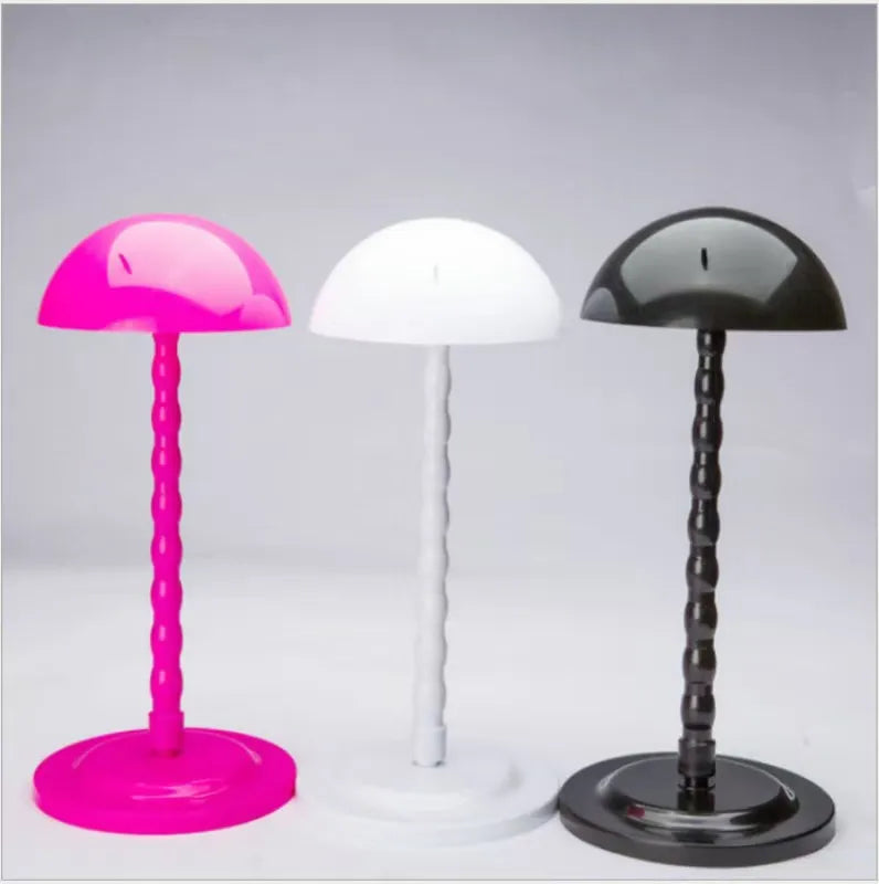 Plastic Folding Wig Display Stand Holder, Mushroom Top