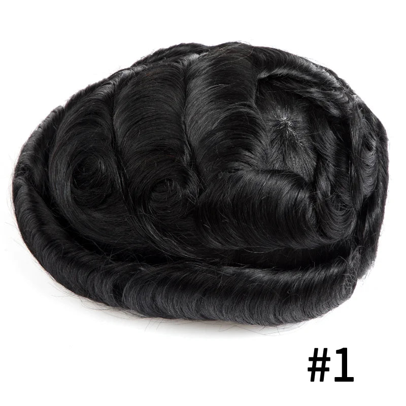 Male Hair Prosthesis Lace PU Base Breathable Natural Hairline Natural Human Hair Toupee Man Wig