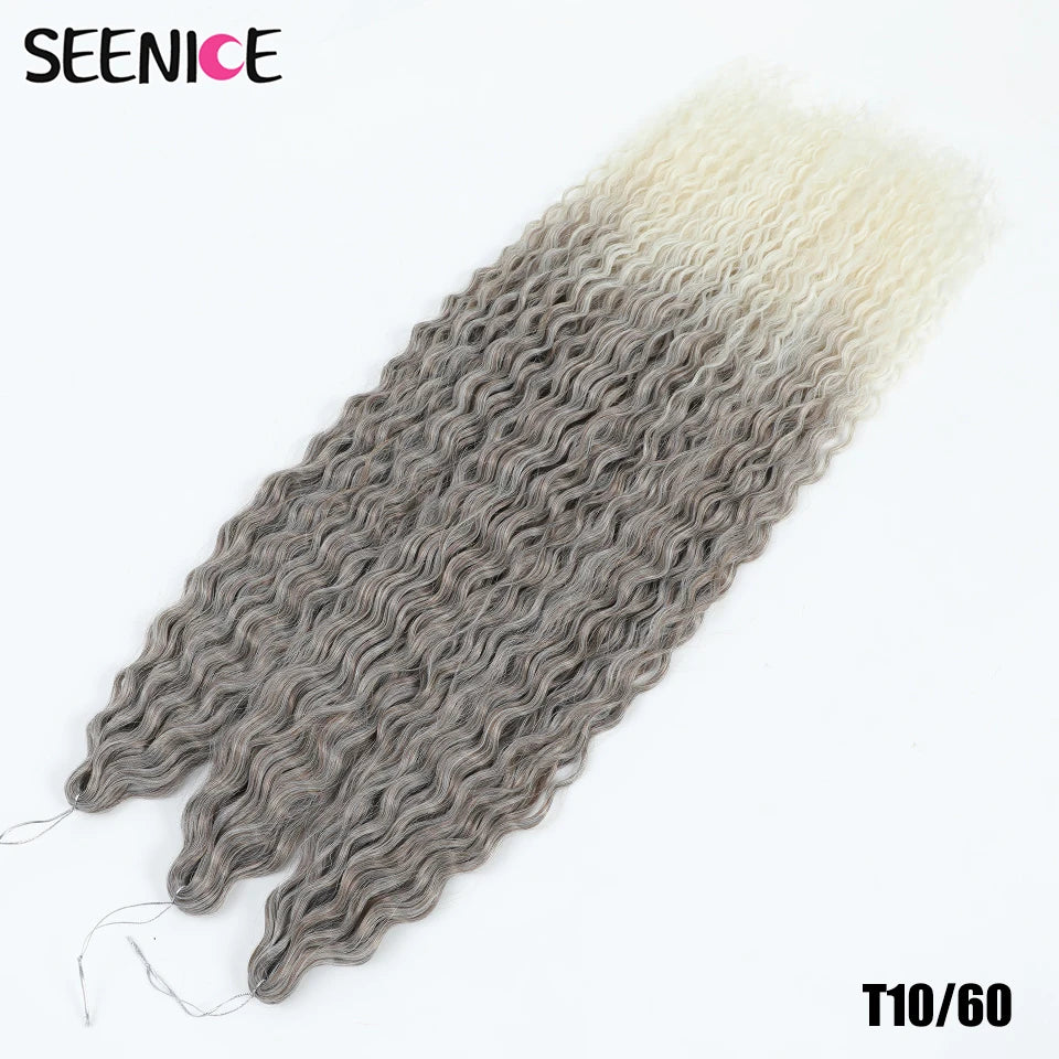 African Curls Synthetic Water Wave Twist Crochet Braiding Hair, Afro Curl, Ombre Blonde Pink Deep Wave