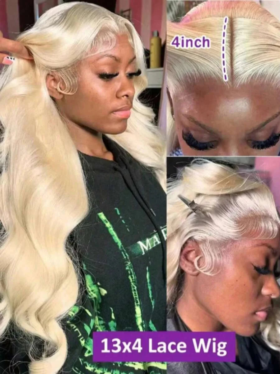 Blonde 613 Body Wave Human Hair 13x6 Lace Front Wig, 250% Density, Baby Hair, Natural Hairline