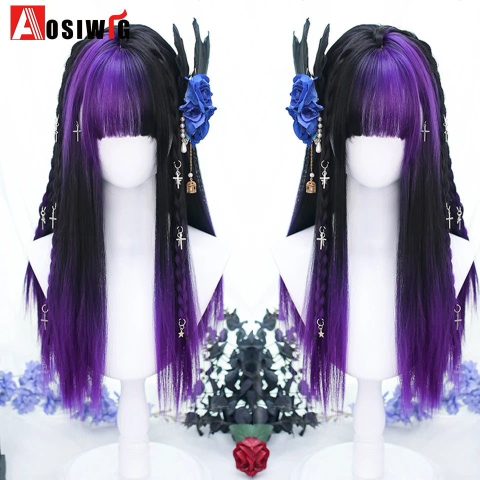 Blonde Twin Ponytail Princess Cut Natural Short Hair Synthetic Wigs Bangs Heat