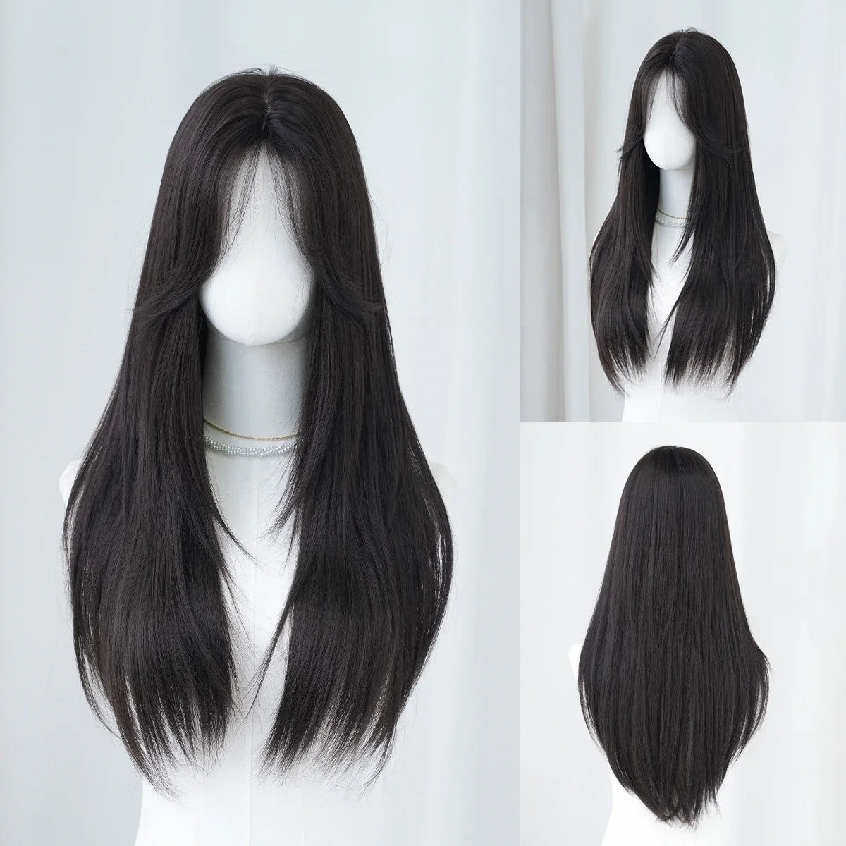 Long Wig Synthetic Wavy Light Brown Wigs Daily Party High Density Layered Wig With Bang