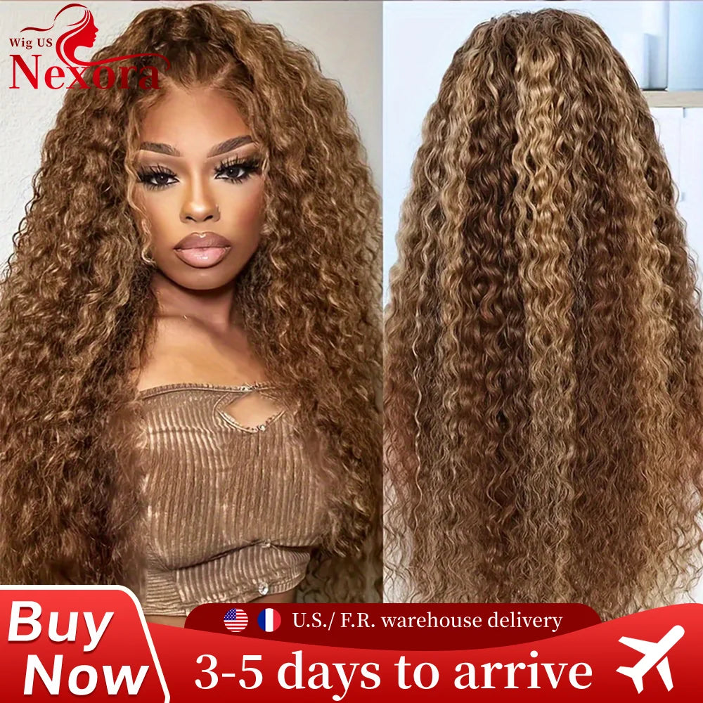 13x4 HD Lace Frontal Wig P427 Highlight Human Hair Water Wave Front