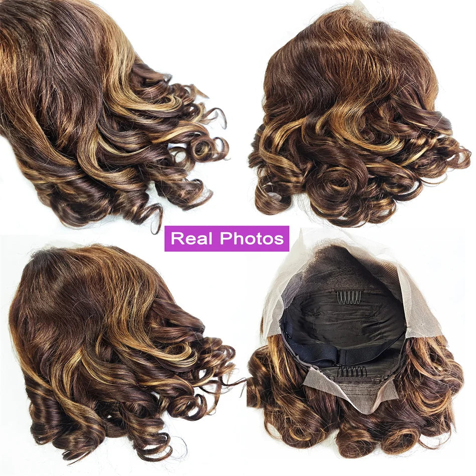 100% Vietnamese Raw Hair Wigs Density Ombre Double Drawn Bouncy Curly Loose