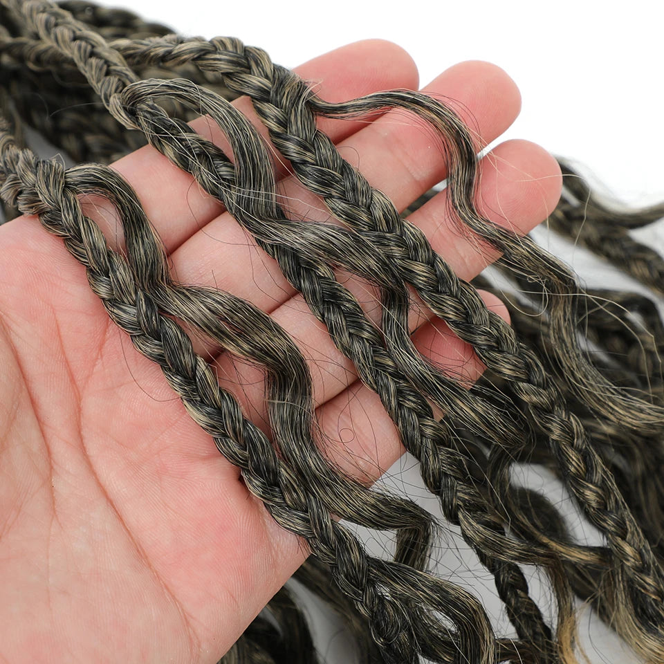 Boho Box Braids Crochet Synthetic Hair Goddess Curly Ends Bohomian