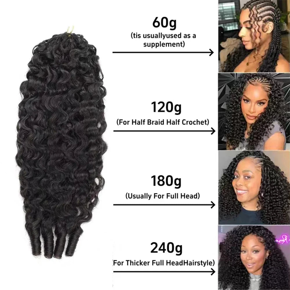 Feathered Crochet 100% Human Hair For Braiding Boho Braids Raw Burmese Curly Human Hair Extensions Pre-Separated Miracle Knots
