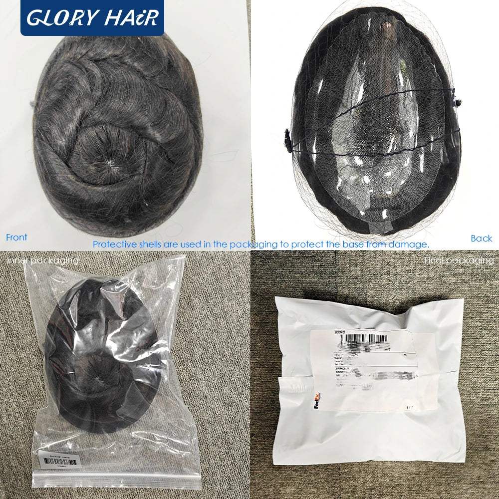 Double Knotted Man Toupee 130% Density Discounted Price Hair Unit Durable Men's Capillary Prosthesis Wig