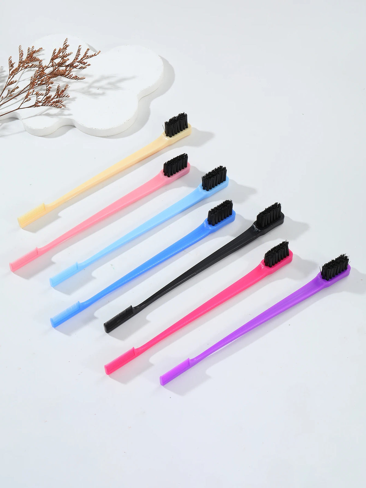 Hair Edge Brush Comb 2-in-1, Double-Sided Edge Control Brush with Comb
