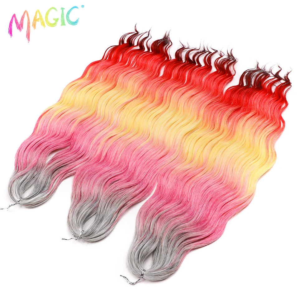 Water Wave Braiding Hair Extensions Ombre Blonde Deep Afro Curl Twist Crochet