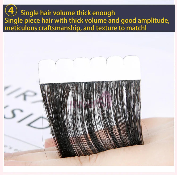 Mini Tape In Hair Extensions 100% Remy Natural Human Hair 16"-26" Inch Straight Seamless PU Skin Weft Tape Ins For Salon