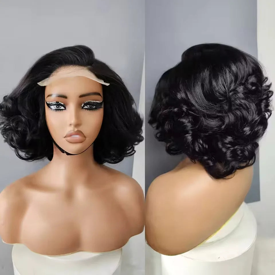 Super Density Wig Egg Curly, 4x4 Lace Closure Bob 100% Human Hair
