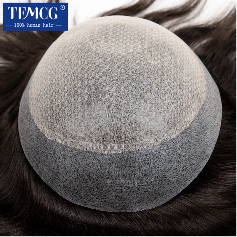 Toupee Diamond Lace Base Injected PU Around Wig Natural Human Hair Prosthesis