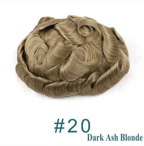 Swiss Lace PU Toupee Black Europe Human Hair Wig 1B40 Replacement System