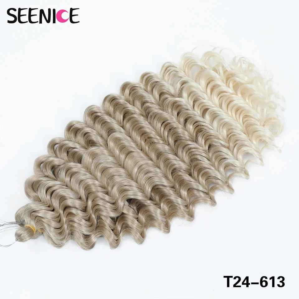 Deep Wavy Twist Synthetic Crochet Hair Afro Curly African Braids Ombre Blonde