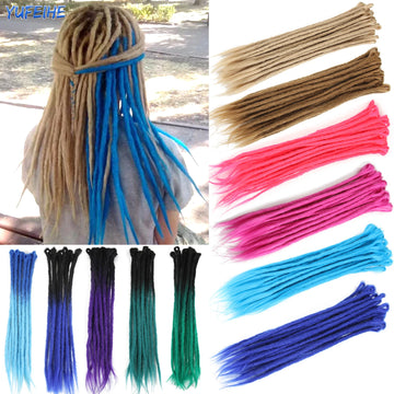 Synthetic 100% Handmade Dreadlocks Extensions Faux Locs Crochet Braid Hair Hip-Hop Style 20 Inch 10 Strands/Pack Blue
