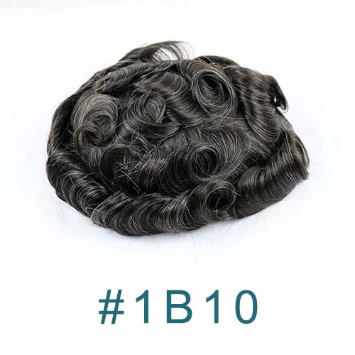 Men's Platinum Blonde 100% Human Hair V-looped PU 120-130% Density Toupee for Men 0.06-0.08mm Skin Base Hair Prosthesis System