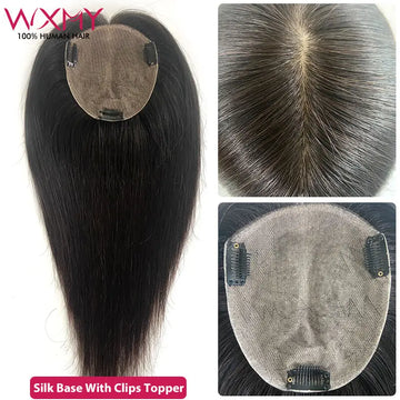 Silk Base Straight Hair Toppers Natural Looking Remy Human Topper Clips Breathable