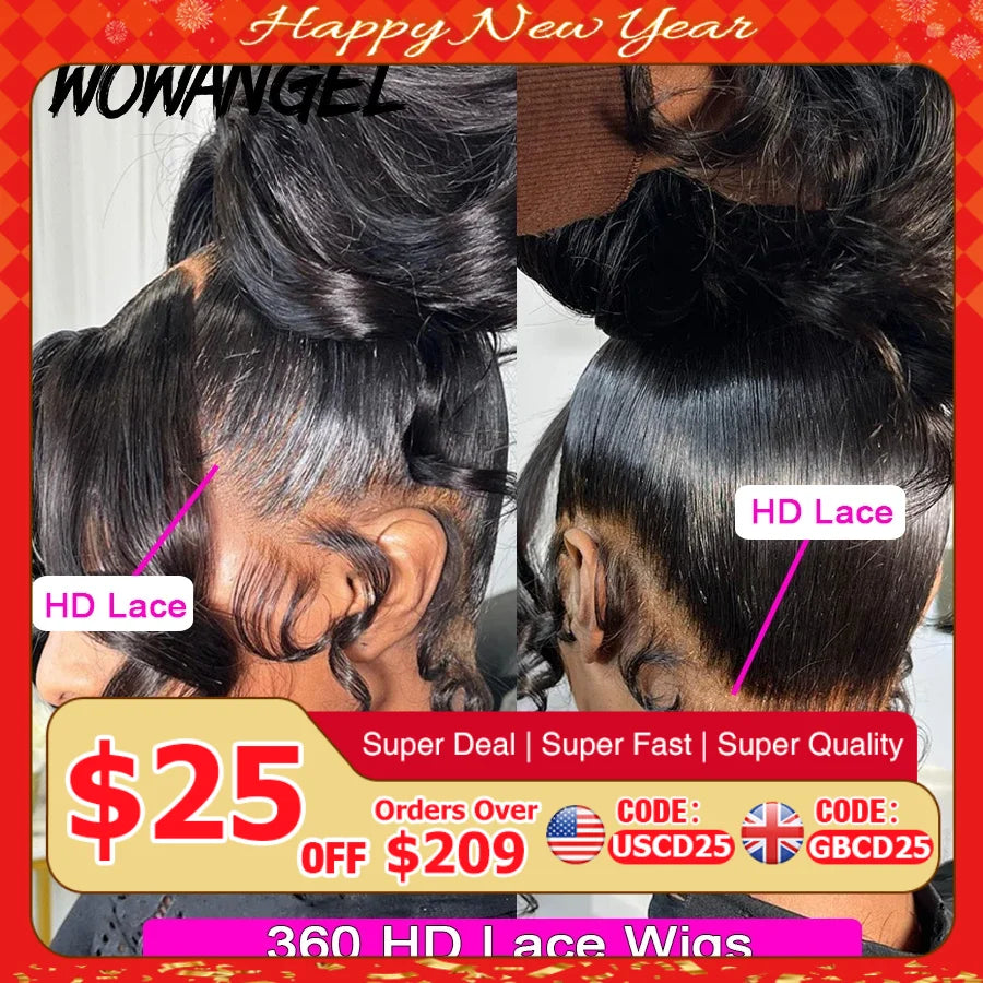 HD Lace Frontal Wigs Body Wave Full Human Hair Pre Plucked Peruvian