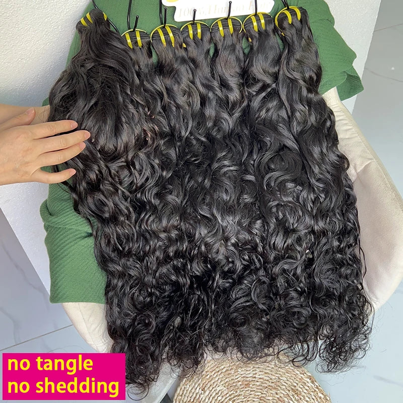 16A Natural Wave Human Hair, 100% Vietnamese Raw Virgin Water Wavy Extensions