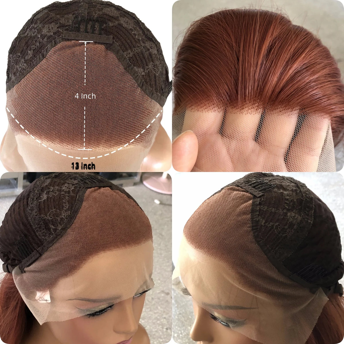 Auburn Short Copper Red Curly Wig Synthetic Part Medium Length Natural Wave
