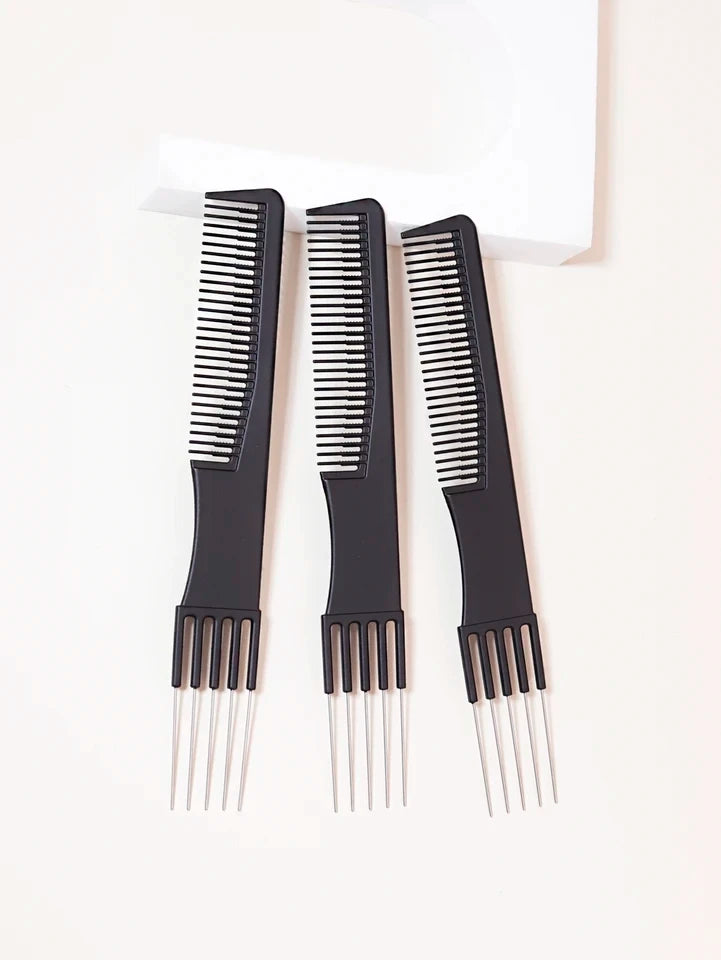 Professional Hair Tail Combs Stainless Steel Salon Cut Styling Comb Spiked Care