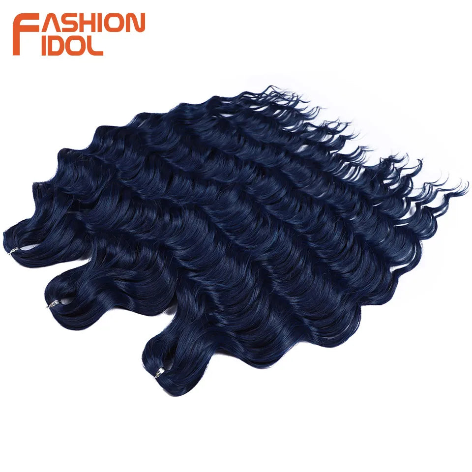 Loose Deep Wave Synthetic Braiding Hair Extensions - 24 Inch Water Wave, Ombre Blonde Twist Crochet