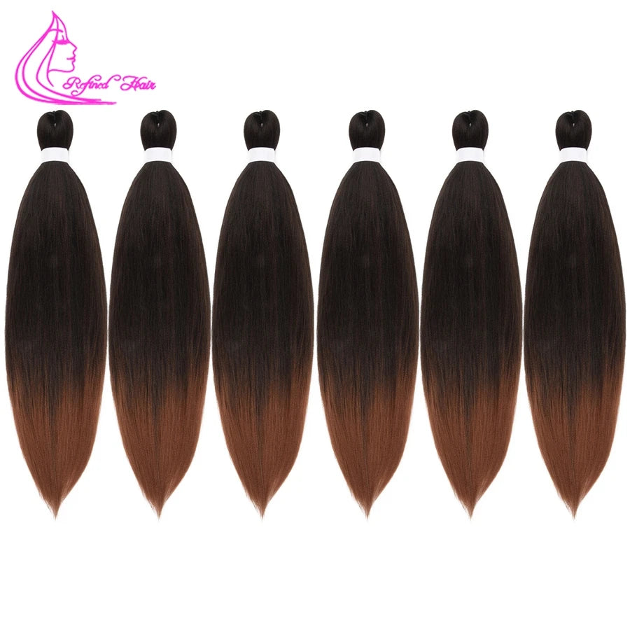 Pre Stretched Ez Braid Synthetic Ombre Brown Light Braids Extensions Senegal Twist