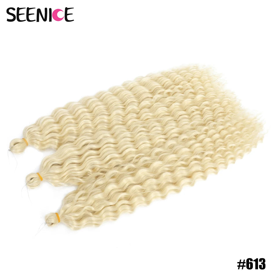African Curls Synthetic Water Wave Twist Crochet Braiding Hair, Afro Curl, Ombre Blonde Pink Deep Wave